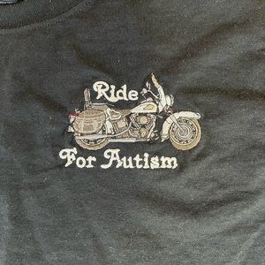 NEW EMBROIDERED Ride for Autism Motorcycle T-Shirt in Black